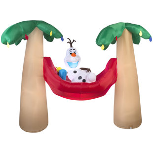 GEMMY INDUSTRIES Airblown Olaf in Hammock with Palm Trees Christmas Oversized Figurine