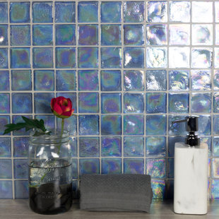 ABOLOS Atmosphere 2 in. x 2 in. Iridescent Recycled Glass Handmade Plastic Face Mounted Mosaic Decorative Wall & Pool Tile