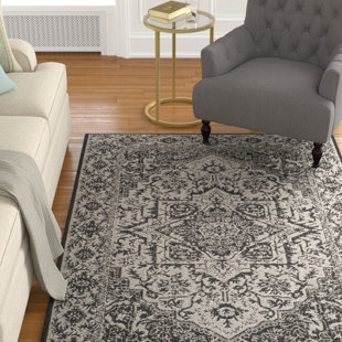 BUNGALOW ROSE Donivin Oriental Light Gray/Charcoal Indoor / Outdoor Area Rug
