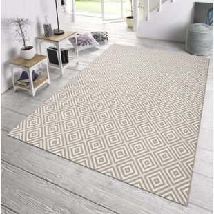 NORTHRUGS Flat Weave, Indoor & Outdoor Carpet, Living Room, Terrace, Balcony, Diamond Pattern - Grey
