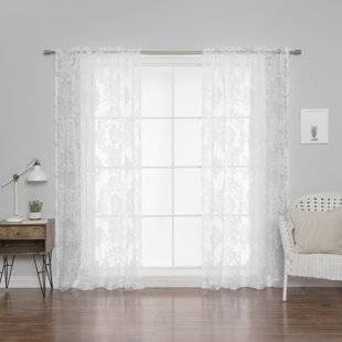 BEST HOME FASHION, INC. Polyester Sheer Curtain Pair (Set of 2)