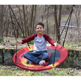 M&M Sales Enterprise Fabric Red Disc Swing with Mounting Hangers and Chains