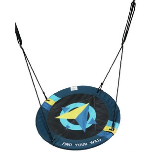 M&M Sales Enterprise Adventure Fabric Blue Web / Saucer Swing Swing Seat with Mounting Hangers and Chains