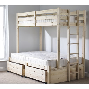HARRIET BEE Emmett Single (3') 2 Drawer Solid Pine Standard Bunk Bed