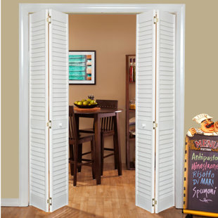 HOME FASHION TECHNOLOGIES 80'' Solid Wood Louvered Bi-Fold Door
