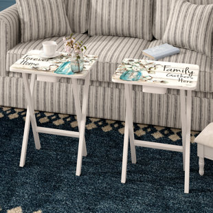 LAUREL FOUNDRY MODERN FARMHOUSE® Senters Wood Rustic TV Tray Table Set (Set of 2)
