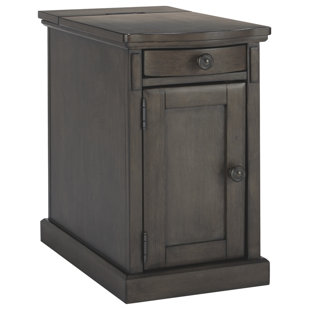 MILLWOOD PINES Theodosia Block End Table with Storage and Built-In Outlets