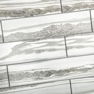 ABOLOS French Country Style 4" x 16" Glass Wood Look Field Tile