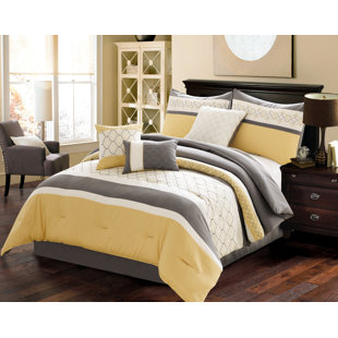 RIVERBROOK HOME Yellow/Gray Microfiber 7 Piece Comforter