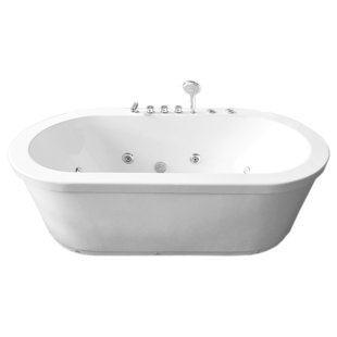 SIMBA USA INC 73'' x 37.5'' Freestanding Plastic / Acrylic Bathtub with Faucet