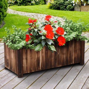 MILLWOOD PINES Apollo Raised Garden Bed, Wooden Planter Box, Rustic Brown Style