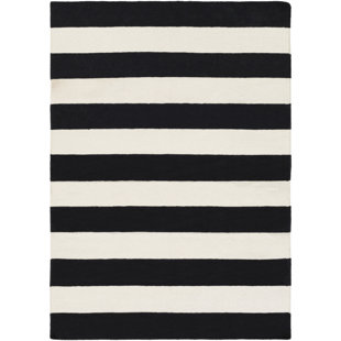 BREAKWATER BAY Stonebridge Handmade Flatweave Wool Black/White Rug