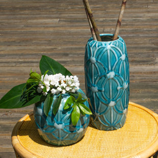 EURO CERAMICA Grotto Rope Emboss Column Vase