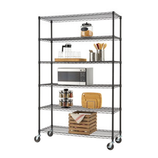 TRINITY EcoStorage 6-Tier NSF Steel Wire Shelving Unit w/ Wheels (48 in. W x 18 in. D)