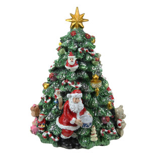 NORTHLIGHT SEASONAL 5.5" Santa Christmas Tree Rotating Music Box