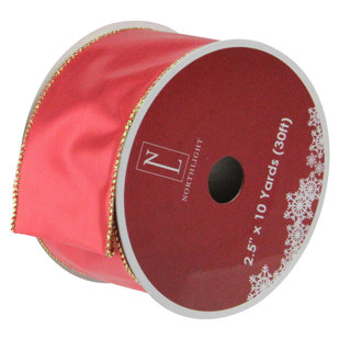 NORTHLIGHT SEASONAL Shiny Red and Gold Solid Wired Christmas Craft Ribbon 2.5" x 10 Yards