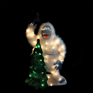 NORTHLIGHT SEASONAL Faux Fur Bumble with Tree and Star Christmas Lighted Display