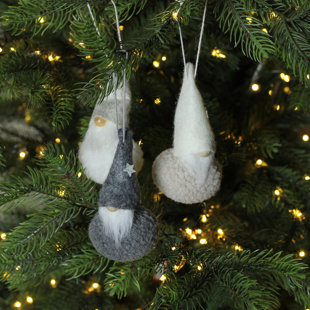 NORTHLIGHT SEASONAL Set of 3 Gray and Cream Plush Santa Gnomes Christmas Ornaments 4.75" (Set of 3)