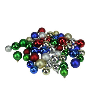 NORTHLIGHT SEASONAL 50ct Traditional Multi Shatterproof 2-Finish Christmas Ball Ornaments 2" (50mm)
