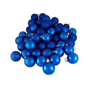 NORTHLIGHT SEASONAL 24ct Lavish Blue Shatterproof 4-Finish Christmas Ball Ornaments 2.5" (60mm)