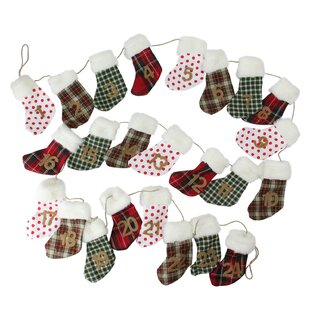 NORTHLIGHT SEASONAL 8' x 1" White and Red Stocking Artificial Christmas Garland - Unlit