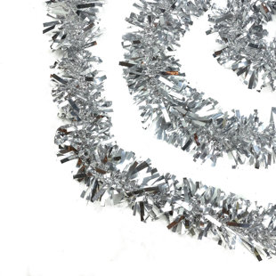 NORTHLIGHT SEASONAL 50' Shiny Silver Wide Cut Christmas Tinsel Garland - Unlit