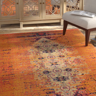 LANGLEY STREET® Hertzler Oriental Orange / Multi Area Rug
