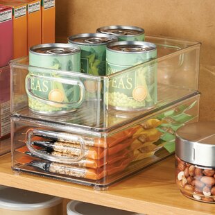 iDesign Plastic Storage Organizer Bin with Handles for Kitchen, 3 Pack, Clear