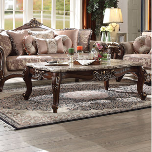 ASTORIA GRAND Dandre Marble Top Coffee Table in Walnut
