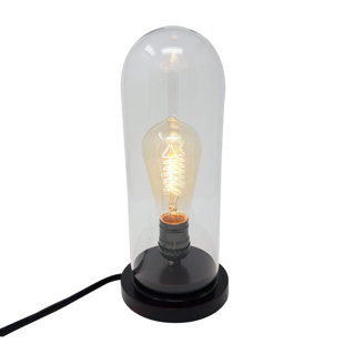 WILLISTON FORGE Himalayan Glow LED Bulb Vintage Desk Lamp Glass Shade 40W E27/Medium Edison