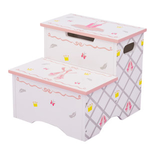 FANTASY FIELDS BY TEAMSON KIDS Swan Lake Pink/White Princess 2 - Step Stool with Storage
