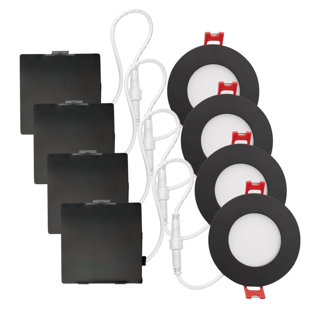 GLOBE ELECTRIC COMPANY Ultra Slim Oil Rubbed Ultra Slim 3.74" LED Slim Profile Recessed Lighting Kit (Set of 4)