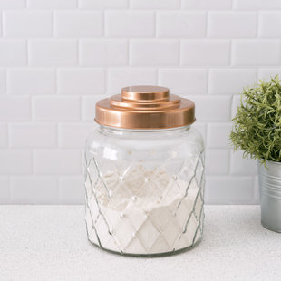 PREP & SAVOUR Small Textured Glass 2.75 qt. Storage Jar