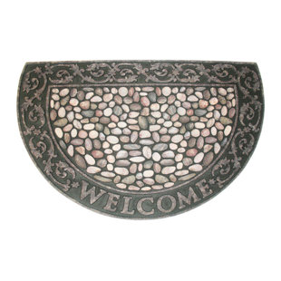 WINSTON PORTER J&M Home Fashions 35 L X 23 W Rubber Pebbles Print with Welcome Nonslip Door Mat.