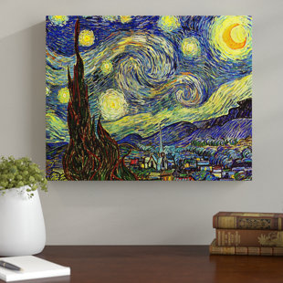 MARLOW HOME CO. Leinwandbild Alte Meister Sternennacht von Vincent Van Gogh in Blau/Gelb