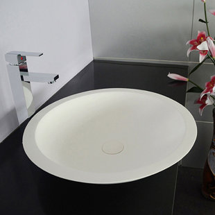 Decoraport 20'' White Stone Circular Vessel Bathroom Sink