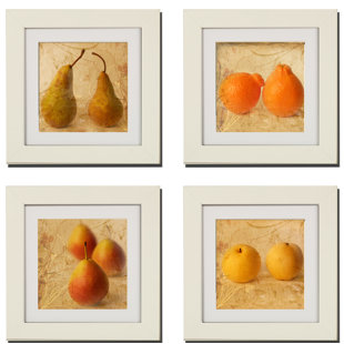IMAGINE LETTERS INC. Fruit Framed On Paper 4 Pieces by Neeva Kedem Print