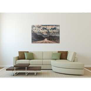 GALLERY 57 "Adventure Awaits Mountain View" Photograph Print on Planked Wood Wall Art