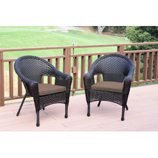 BAY ISLE HOME™ Watts Outdoor Stacking Dining Armchair with Cushion (Set of 2)