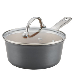 Ayesha Curry Home Collection Hard Anodized Nonstick Sauce Pan with Lid, 2 Quart