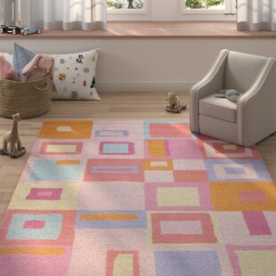 ISABELLE & MAX™ Krystyna Geometric Handmade Tufted Wool/Cotton Pink/Blue/Orange Area Rug