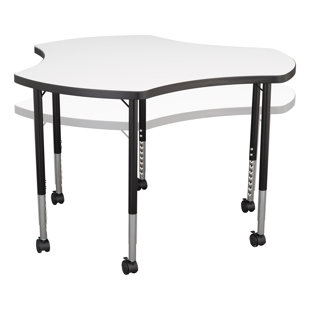 LEARNITURE Structure Series Cog Adjustable Height Mobile Kids Classroom Activity Table with Whiteboard Top