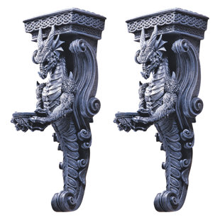 DESIGN TOSCANO Dragons of Darkmoor Castle Wall Sculpture (Set of 2)