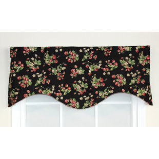 DARBY HOME CO Chiswick Floral Cotton Scalloped 51'' W Window Valance in Ivory