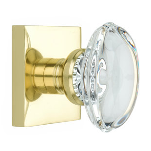 KNOXX HARDWARE Oval Crystal Single Dummy Door Knob with Square Rosette