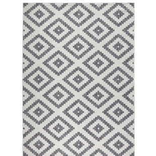 NORTHRUGS In- und Outdoor Teppich Malta - Flachgewebe Wohnzimmer-Teppich für Balkon Terrasse in Grau, Creme