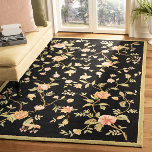 WINSTON PORTER Jonsson Hand Hooked Wool Floral Rug