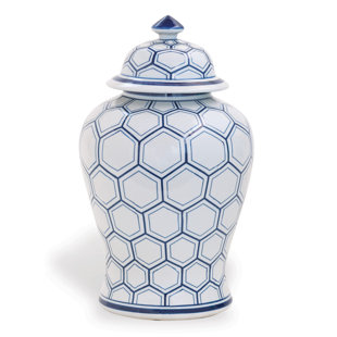 PORT 68 Kenilworth Blue/White 19" Porcelain Ginger Jar
