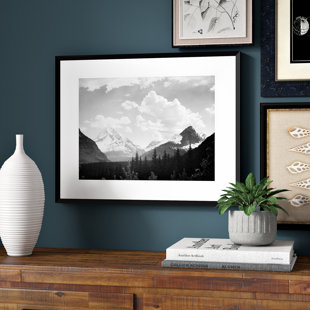 VAULT W ARTWORK 'Mountains and Clouds, Montana - 1941' by Ansel Adams Framed Photographic Print on Canvas