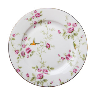 GRACE'S TEA WARE Hummingbird Floral Bone China Salad Plate (Set of 4)